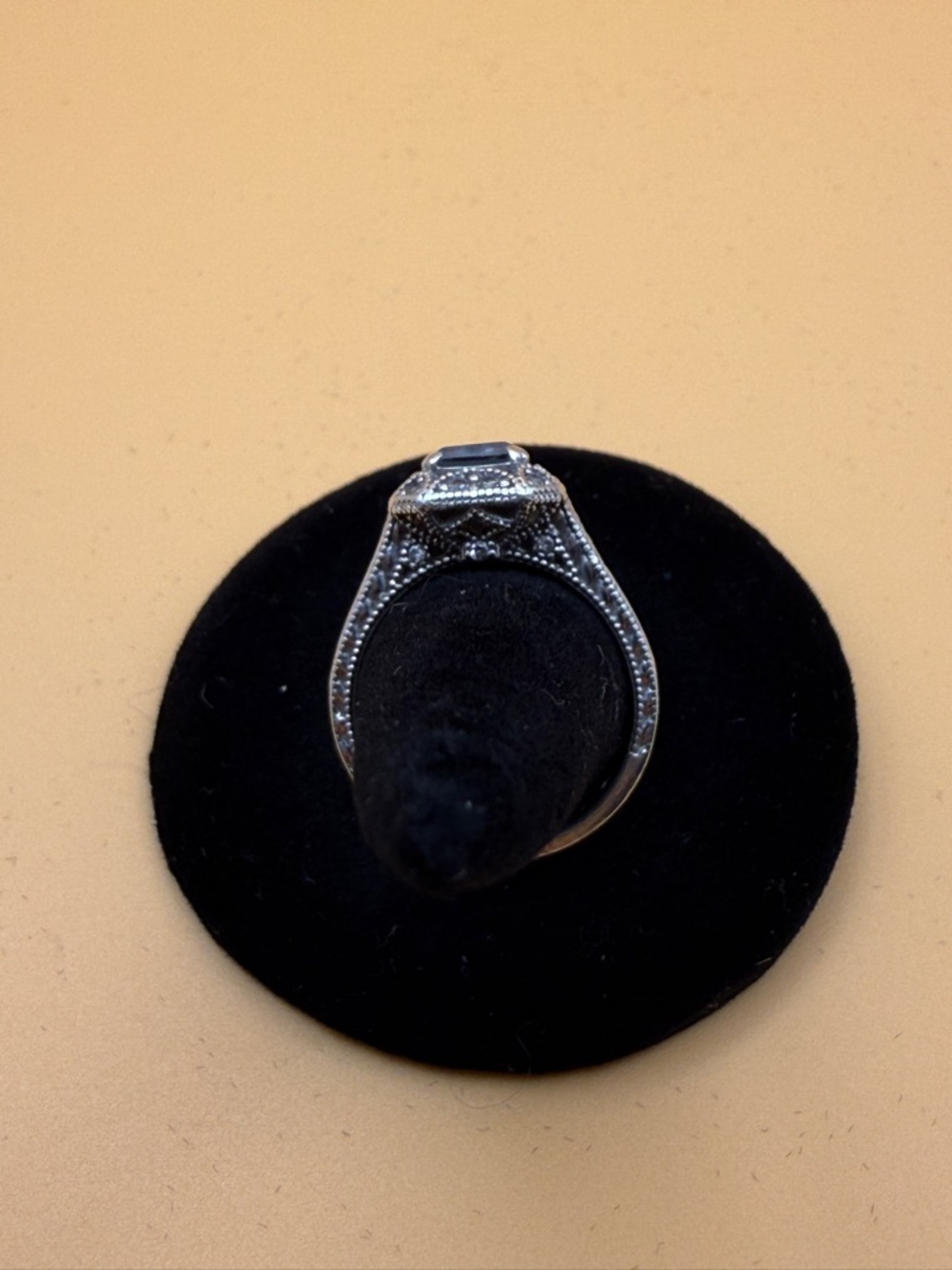 Vintage-Inspired Silver Ring with Aquamarine CZ Stone - Picture 4 of 6